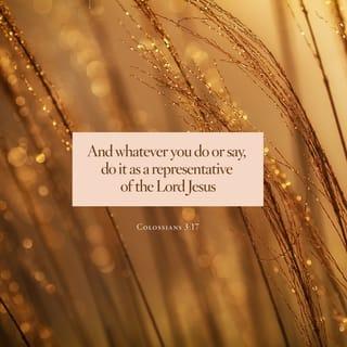 Colossians 3:17 - And whatever you do, whether in word or deed, do it all in the name of the Lord Jesus, giving thanks to God the Father through him.