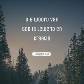 Hebreërs 4:12 - Wat God sê, is nie maar net dooie woorde nie. Nee, wat Hy sê, gebeur en daar is geen keer aan nie. Sy woorde is ook nie oppervlakkig nie. Soos ’n skerp mes diep kan sny, so sny dít wat God sê tot diep binne-in jou: ja, tot daar waar jy gedink het jy dinge kan wegsteek. Wat jy dink en hoe jy oor dinge voel, kom alles onder die soeklig van wat God sê. Jy sal nie kan wegkom nie.