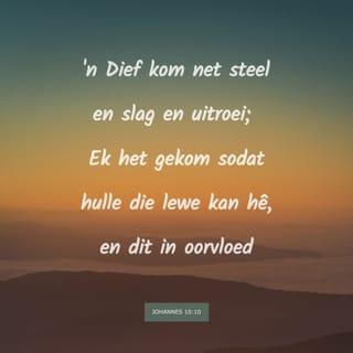 JOHANNES 10:10 - 'n Dief kom net steel en slag en uitroei; Ek het gekom sodat hulle die lewe kan hê, en dit in oorvloed.