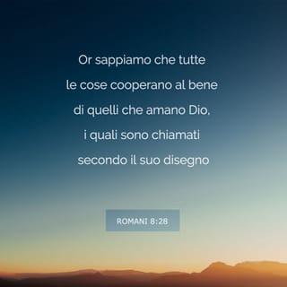 Lettera ai Romani 8:28 - Or sappiamo che tutte le cose cooperano al bene di quelli che amano Dio, i quali sono chiamati secondo il suo disegno.