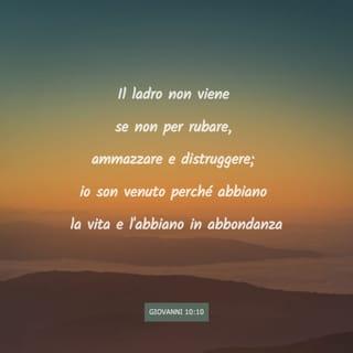 Vangelo secondo Giovanni 10:10 - Il ladro non viene se non per rubare, ammazzare e distruggere; io sono venuto perché abbiano la vita e l’abbiano in abbondanza.