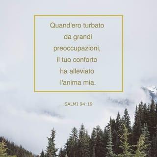 Salmi 94:19 - Quando ero turbato da grandi preoccupazioni, il tuo conforto ha alleviato l’anima mia.