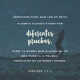 Santiago 1:2-3 - Amados hermanos, cuando tengan que enfrentar cualquier tipo de problemas, considérenlo como un tiempo para alegrarse mucho porque ustedes saben que, siempre que se pone a prueba la fe, la constancia tiene una oportunidad para desarrollarse.