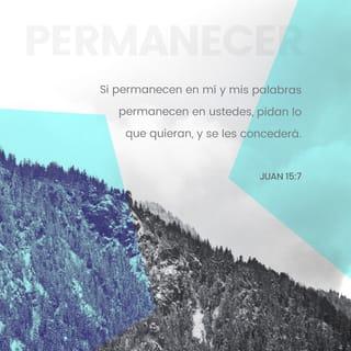 San Juan 15:7 - »Si ustedes permanecen unidos a mí, y si permanecen fieles a mis enseñanzas, pidan lo que quieran y se les dará.