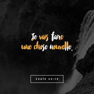 Ésaïe 43:19 - En effet, je vais faire quelque chose de nouveau,
qui grandit déjà.
Est-ce que vous ne le voyez pas ?
Oui, je vais ouvrir un chemin
dans le désert,
je vais faire couler des fleuves
dans ce lieu sec.