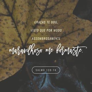 Salmos 139:14-18 - Eu te louvo porque deves ser temido.
Tudo o que fazes é maravilhoso,
e eu sei disso muito bem.
Tu viste quando os meus ossos
estavam sendo feitos,
quando eu estava sendo formado
na barriga da minha mãe,
crescendo ali em segredo,
tu me viste antes de eu ter nascido.
Os dias que me deste para viver
foram todos escritos no teu livro
quando ainda nenhum deles existia.
Ó Deus, como é difícil entender
os teus pensamentos!
E eles são tantos!
Se eu os contasse,
seriam mais do que os grãos de areia.
Quando acordo, ainda estou contigo.