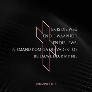 JOHANNES 14:6 - Jesus het vir hom gesê: “Ek is die weg en die waarheid en die lewe. Niemand kom na die Vader toe behalwe deur My nie.