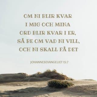 Johannes 15:7 - Om I förbliven i mig, och mina ord förbliva i eder, så mån I bedja om vadhelst I viljen, och det skall vederfaras eder.