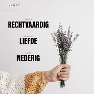 Micha 6:8 - Hij heeft u bekend gemaakt, o mens! wat goed is; en wat eist de HEERE van u, dan recht te doen, en weldadigheid lief te hebben, en ootmoediglijk te wandelen met uw God?