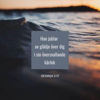 Sefanja 3:17 - HERREN din Gud bor i dig,
en hjälte som frälser.
Han gläder sig över dig med lust,
han tiger stilla i sin kärlek,
han fröjdas över dig med jubel.”