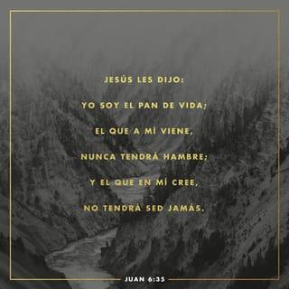 Juan 6:35 - —Yo soy el pan de vida —declaró Jesús—. El que a mí viene nunca pasará hambre y el que en mí cree nunca más volverá a tener sed.