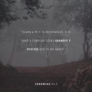 Jeremías 33:3 - Clama a mí, y yo te responderé, y te enseñaré cosas grandes y ocultas que tú no conoces.