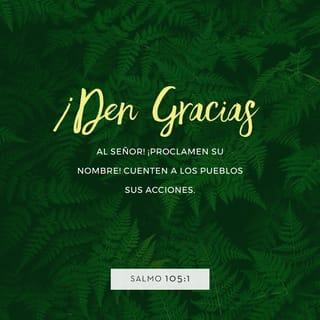 Salmos 105:1-11 - ¡Demos gracias a nuestro Dios!
¡Demos a conocer entre las naciones
todo lo que él ha hecho!
¡Cantémosle himnos!
¡Demos a conocer sus grandes milagros!
¡Digamos con orgullo
que no hay otro Dios aparte del nuestro!
¡Alegrémonos de corazón
todos los que adoramos a Dios!
Acerquémonos a nuestro poderoso Dios,
y procuremos agradarle siempre.
Hagamos memoria de las maravillas
que nuestro Dios ha realizado;
recordemos sus milagros
y los mandamientos que nos dio.

Somos los descendientes
de Abraham y de Jacob;
somos el pueblo elegido de Dios
y estamos a su servicio;
por lo tanto, ¡escúchenme!

Pertenecemos a nuestro Dios;
su palabra llena la tierra.
Él no ha olvidado su pacto
ni las promesas que nos hizo.
Hizo el pacto con Abraham,
y se lo confirmó a Isaac.
Con Israel lo estableció
como un pacto para toda la vida,
y le dijo:
«Yo te daré Canaán.
Es la tierra que te ha tocado».