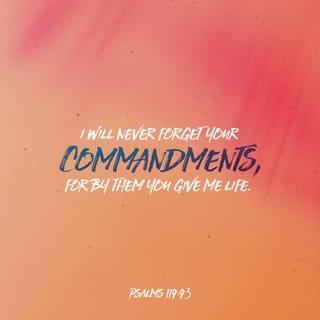 Psalms 119:93 - I will never forget your commandments,
for by them you give me life.