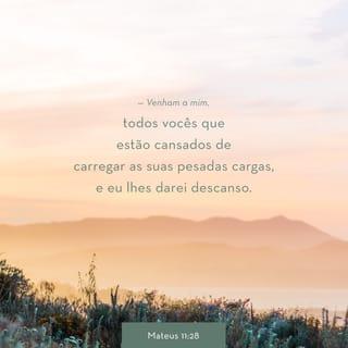 Mateus 11:28 - Vinde a mim, todos os que estais cansados e oprimidos, e eu vos aliviarei.