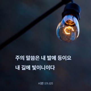 시편 119:105 - 주의 말씀은 내 발에 등이요 내 길에 빛이니이다