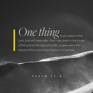 Psalm 27:4 - One thing have I asked of the LORD,
that will I seek after:
that I may dwell in the house of the LORD
all the days of my life,
to gaze upon the beauty of the LORD
and to inquire in his temple.