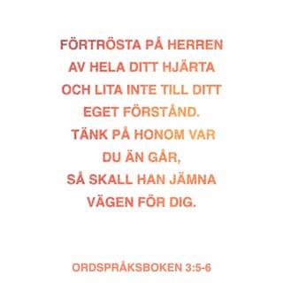 Ordspråksboken 3:5-6 - Förtrösta på Herren av hela ditt hjärta
och lita inte till ditt eget förstånd.
Tänk på honom var du än går,
så skall han jämna vägen för dig.