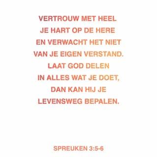 De Spreuken 3:5-6 - Vertrouw op de HERE met uw ganse hart
en steun op uw eigen inzicht niet.
Ken Hem in al uw wegen,
dan zal Hij uw paden recht maken.