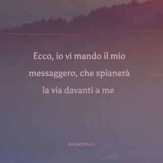 Malachia 3:1 - «Ecco, io vi mando il mio messaggero, che spianerà la via davanti a me; e subito il Signore, che voi cercate, l’Angelo del patto, che voi desiderate, entrerà nel suo tempio. Ecco, egli viene», dice il SIGNORE degli eserciti.