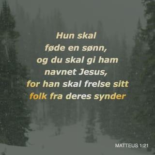 Matteus 1:21 - Hun skal få en sønn, og du skal kalle ham Jesus, for han skal frelse folket sitt fra syndene deres.”