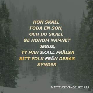 Matteus 1:21 - Och hon skall föda en son, och honom skall du giva namnet Jesus, ty han skall frälsa sitt folk ifrån deras synder.»