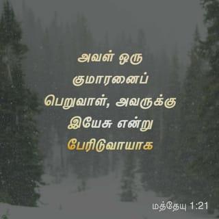 மத்தேயு எழுதிய சுவிசேஷம் 1:21 - அவள் ஒரு குமாரனைப் பெற்றெடுப்பாள். அக்குழந்தைக்கு இயேசு எனப் பெயரிடு. அவர் தமது மக்களின் பாவங்களை நீக்கி இரட்சிப்பார்” என்றான்.