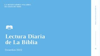 Lectura Diaria de la Biblia de Diciembre 2022, La renovadora Palabra de Dios: regocijo de Dios